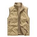 Herren-Wende-Weste mit Fleece-Futter in Khaki, Stehkragen und praktischen Reißverschlusstaschen - M / Khaki