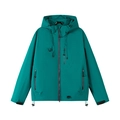 Outdoor hooded softshell jacket in deep teal waterproof windproof fabric for unisex - S / Forest Green