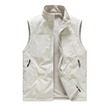 Gilet réversible pour hommes en polaire beige avec col montant et poches zippées pratiques - M / Vert olive