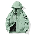 Men's mint green hooded techwear jacket with color-block outdoor windbreaker design - S / Verdant Green
