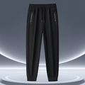 Men's black quick-dry joggers featuring elastic drawstring waist and side zipper pockets - L / Cuffed Style / Black