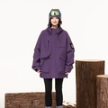 Deep purple oversized hooded outdoor windbreaker jacket with functional pockets - S / Lavender
