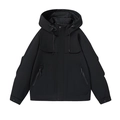 Waterdicht zwart outdoorjack met capuchon voor heren en dames met winddichte ritssluiting - XS / Zwart