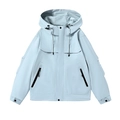 Lichtgewicht winddicht outdoorjack voor heren en dames met verstelbare capuchon, lichtblauw - XS / Maanlicht blauw