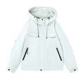 Unisex wit winddicht outdoor jack met capuchon en ritszakken in moderne techwear-stijl - XS / Berg Grijs