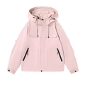Coupe-vent femme rose clair minimaliste avec capuche et poches zippées pratiques - XS / Rose