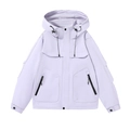 Veste à capuche lavande pour l'extérieur avec tissu coupe-vent et zips noirs - XS / Violet