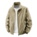 Leichte Herren Windjacke in Khaki mit Stehkragen und Reißverschlusstaschen für Outdoor - M / Khaki