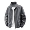 Herren-Freizeitjacke in Dunkelgrau mit Stehkragen und Reißverschluss für den Frühling - M / Grau