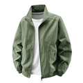 Herren Freizeitjacke in Olivgrün mit Stehkragen, winddichtem Stoff und Reißverschlusstaschen - M / Armeegrün