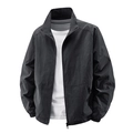 Minimalistische schwarze Herren-Leichtjacke mit Stehkragen und Reißverschluss - M / Schwarz