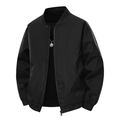 Klassische schwarze Bomberjacke für Herren mit Rippbündchen und schickem Metall-Reißverschluss - S / Schwarz