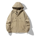 Chaqueta cargo con capucha para hombre en color caqui con bolsillos para primavera y otoño - S / Caqui