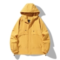 Outdoor hooded work jacket in mustard yellow with multiple utility pockets for men - S / Ginger Yellow