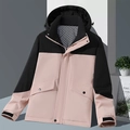 Giacca outdoor antivento rosa e nera con calda fodera in pile e tasche laterali - M / Donna Rosa/Nero