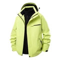 Heren 3-in-1 outdoorjas in neongeel met een zwarte fleece voering en een vaste capuchon - Heren/fruitgroen / M