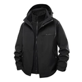 Zwarte 3-in-1 outdoorjas met uitneembare fleecevoering en winddichte capuchon - Heren Zwart / M