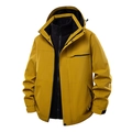 Outdoor 3-in-1 jacket in bright yellow with black fleece liner and hooded design - S / Top And Bottom / Men's / Ginger