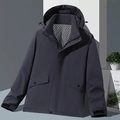 Waterproof hooded outdoor jacket in dark grey with thermal heat reflective lining - Men's Dark Gray / L