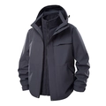 Dark grey outdoor 3-in-1 jacket for men with a detachable black fleece liner - S / Top And Bottom / Men's Dark Gray