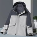 Men's two-tone outdoor jacket in dark and light grey with adjustable hood and pockets - L / Men's Light Gray/Mica Gray