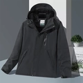Chaqueta térmica de invierno negra para hombre con capucha y tejido cortavientos - S / Negro