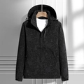 Men's dark gray hooded jacket with monstera leaf pattern and explore lettering detail - M / Black (Men's)
