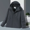 Dunkelgraue beheizbare Outdoor-Jacke für Herren mit wasserdichtem Stoff und Kapuze - S / Kohlegrau