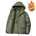 Parka da uomo verde militare con spessa fodera in pile e tasche cargo multitasche - M / Verde Militare