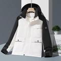 Outdoor jas met capuchon in zwart-wit contrast design met diverse handige zakken - XXS / Heren / Ginkgo Wit / Zwart