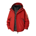 Chaqueta de senderismo 3 en 1 para hombre y mujer en rojo y negro con forro de grafeno - XS / Rojo Anaranjado