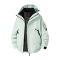 Three-in-one functional jacket in light green with detachable black quilted down liner - XS / Velvet Green