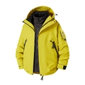 Three-in-one outdoor hiking jacket with yellow waterproof shell and black liner - XS / Fluorescent Green