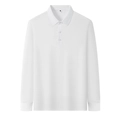 Men's classic long-sleeved white polo shirt with cotton fabric and turn-down collar - M / Moonlight White