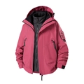 Pink 3-in-1 waterproof hiking jacket with removable black down liner for women - XS / Eden Pink