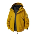 Men's 3-in-1 waterproof hiking jacket in ginger yellow with black inner lining - XS / Citrus Yellow