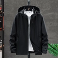 Classic black hooded outdoor jacket with water-resistant fabric and zip pockets - M / Men's Black