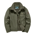 Giacca invernale da uomo verde militare con calda fodera in pile e ricamo - M / Verde Militare