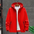 Red hooded windbreaker jacket with EXPLORE print and waterproof zipper detail - M / Women's Rose Red