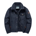 Giacca invernale da uomo blu navy foderata in sherpa con ricamo outdoor e colletto - M / Blu scuro