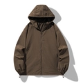 Unisex dark brown hooded sun protection jacket with zip closure and adjustable hem - M / Camel