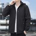 Giacca outdoor in pile nera da uomo con cappuccio e tasche con cerniera multiple - M / Nero