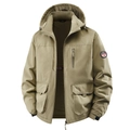 Khakifarbene Herren-Winterjacke mit Kapuze, Fleecefutter und praktischen Taschen - M / Khaki