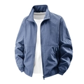 Men's light blue windproof outdoor jacket with standing collar and zipper pockets - M / Denim Blue