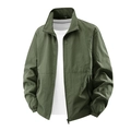 Men's army green outdoor windbreaker jacket with stand collar and lightweight fabric - M / Army Green