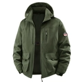 Armeegrüne gefütterte Kapuzenjacke für Herren mit Taschen und warmem Fleece-Innenfutter - M / Armeegrün