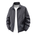 Men's dark grey lightweight windbreaker jacket with stand collar and zipper closure - M / Gray