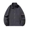 Men's charcoal grey lightweight windbreaker jacket with stand collar and zipper closure - M / Dark Gray