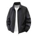 Men's black windbreaker jacket with stand-up collar and front zipper closure in size L - M / Black