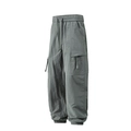 Herren Cargo-Jogginghose in Graugrün mit Seitentaschen und elastischen Bündchen - M / Grau
